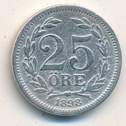 Швеция 25 эре 1898 год