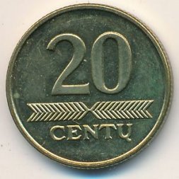 Литва 20 центов 1999 год