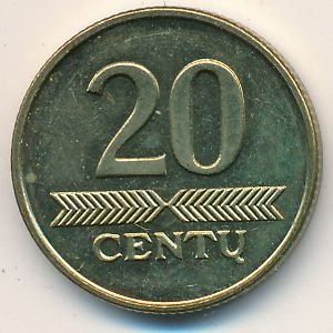 Литва 20 центов 1999 год