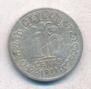 Цейлон 10 центов 1911 год
