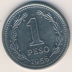 Монета Аргентина 1 песо 1958 год