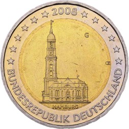 Германия 2 евро 2008 год - Федеральная земля Гамбург