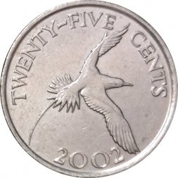Бермудские острова 25 центов 2002 год