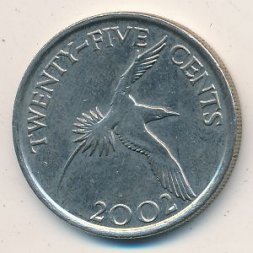 Бермудские острова 25 центов 2002 год