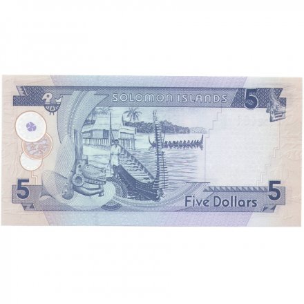 Соломоновы острова 5 долларов 2008 год - Рыбацкий баркас UNC