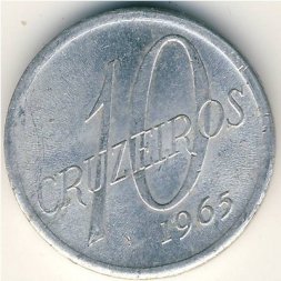 Бразилия 10 крузейро 1965 год