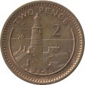 Гибралтар 2 пенса 1995 год (Отметка &quot;AA&quot;, немагнитная)