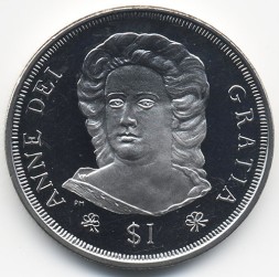 Монета Виргинские острова 1 доллар 2008 год - Королева Анна