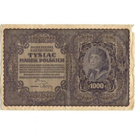 Польша 1000 польских марок 1919 год - Немецкая оккупация - F