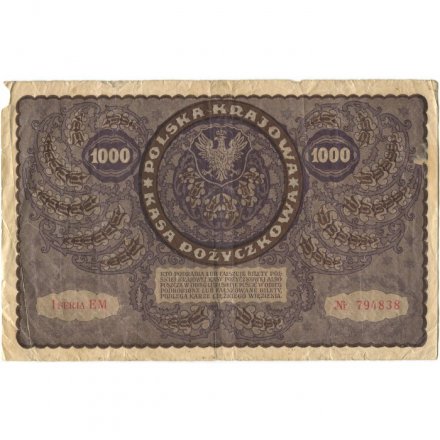 Польша 1000 польских марок 1919 год - Немецкая оккупация - F