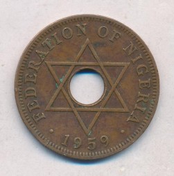 Монета Нигерия 1 пенни 1959 год