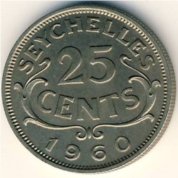Сейшелы 25 центов 1960 год