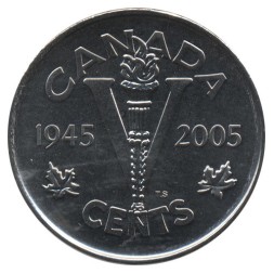Канада 5 центов 2005 год - 60 лет Победы во Второй Мировой войне