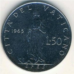 Ватикан 50 лир 1965 год Папа Павел VI