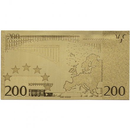 Сувенирная банкнота Евросоюз 200 евро 2002 год (золотые) - UNC