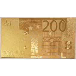 Сувенирная банкнота Евросоюз 200 евро 2002 год (золотые) - UNC
