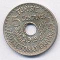 Тунис 5 сантимов 1919 год