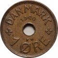 Дания 1 эре 1940 год - Король Кристиан X