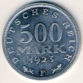 Веймарская республика 500 марок 1923 год (F)