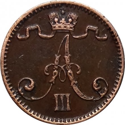 Финляндия 1 пенни 1883 год - Александр III - XF