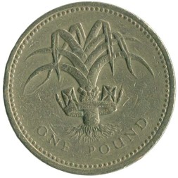 Великобритания 1 фунт 1990 год - Лук-порей (символ Уэльса)