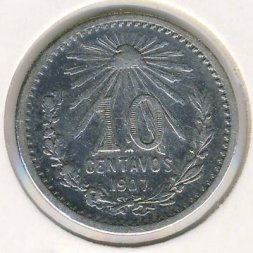 Мексика 10 сентаво 1907 год