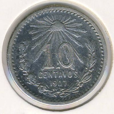 Мексика 10 сентаво 1907 год