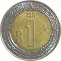 Мексика 1 песо 2011 год - Хохлатый сокол