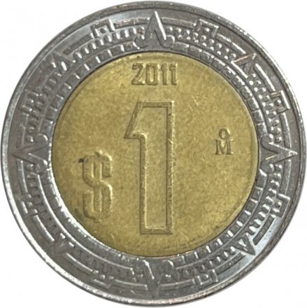 Мексика 1 песо 2011 год - Хохлатый сокол
