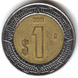 Мексика 1 песо 2011 год - Хохлатый сокол