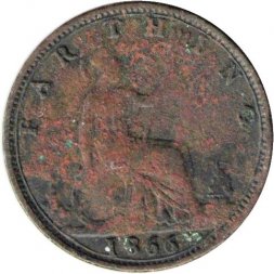 Великобритания 1 фартинг 1866 год