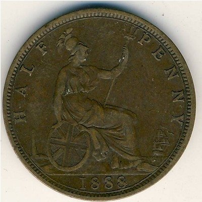 Великобритания 1/2 пенни 1888 год