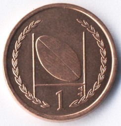 Монета Остров Мэн 1 пенни 1997 год - Мяч для регби