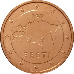 Эстония 2 евроцента 2012 год - Контурная карта Эстонии - aUNC