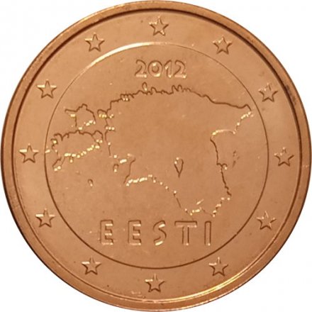 Эстония 2 евроцента 2012 год - Контурная карта Эстонии - aUNC