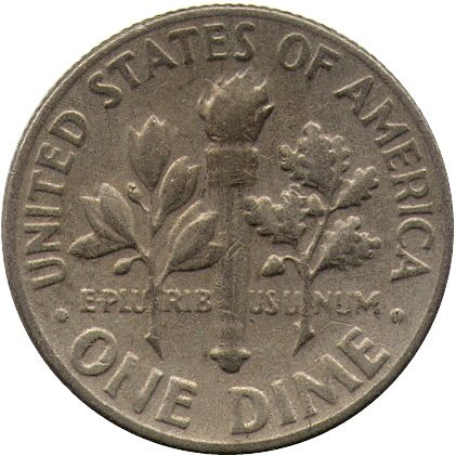 США 1 дайм (10 центов) 1966 год - Франклин Рузвельт (без отметки МД)