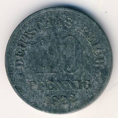 Германия 10 пфеннигов 1922 год