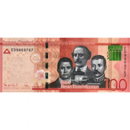 Доминикана 100 песо 2023 год - Франсиско дель Росарио Санчес, Хуан Пабло Дуарте-и-Диез, Матиас Рамон Мелла UNC