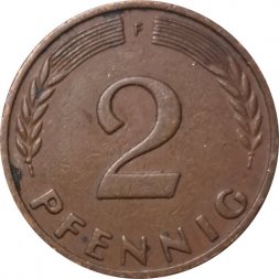 ФРГ 2 пфеннига 1950 год (F)