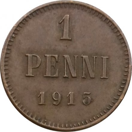 Финляндия 1 пенни 1915 год - XF