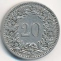 Швейцария 20 раппенов 1902 год
