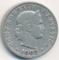 Швейцария 20 раппенов 1902 год