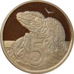 Новая Зеландия 5 центов 1978 год - Гаттерия (proof)