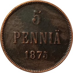 Монета Финляндия 1 пенни 1875 год