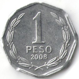Чили 1 песо 2008 год - Бернардо О’Хиггинс