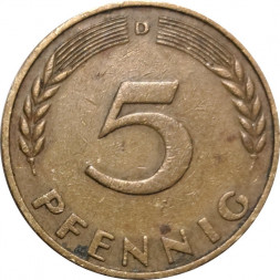 ФРГ 5 пфеннигов 1950 год (D)