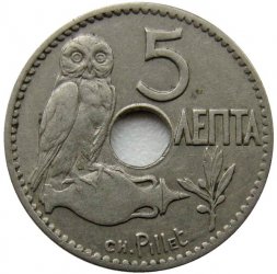 Греция 5 лепт 1912 год