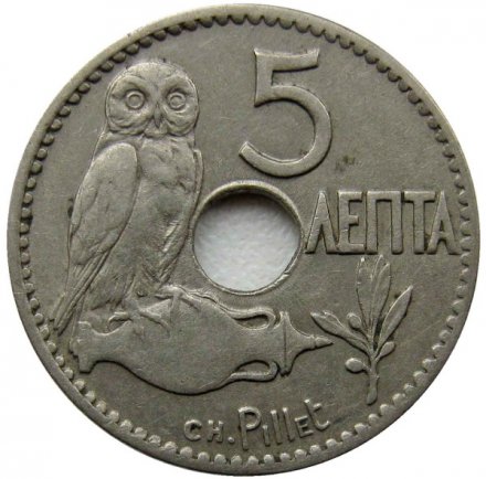 Греция 5 лепт 1912 год