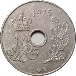 Дания 25 эре 1975 год - Королева Маргрете II