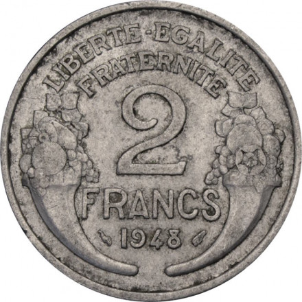 Франция 2 франка 1948 год (без отметки МД)